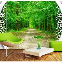 Пользовательские 3d фото обои Гостиная Фреска лес бульвар китайская кирпичная стена 3d картина домашний декор диван ТВ фон обои