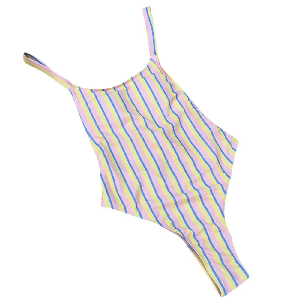 

Women Swimsuit Women Sexy Bikinis Tankini Brazilian Striped Printing Swimwear Once-piece swimwear women dropship