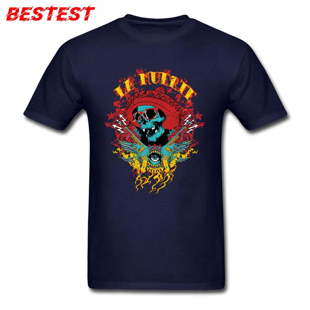 calavera skull glasses skull Printed Summer Autumn 100% Cotton Fabric O Neck Men Tops Shirt Tee-Shirts 2018 Hot Sale T Shirts calavera skull glasses skull navy