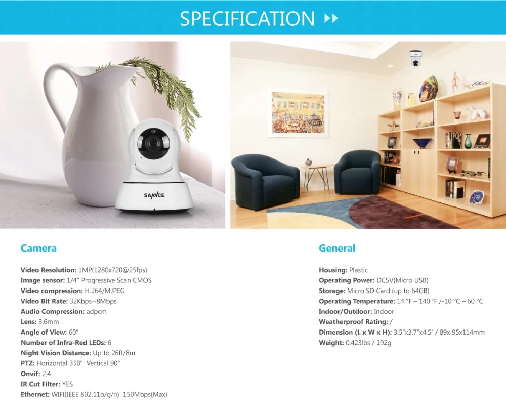 Smart Wireless 720P PTZ Camera
