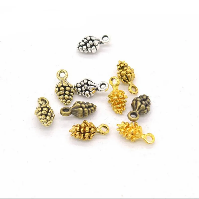 

20pcs/lot 13*7mm Shiny Silver Gold Color Delicate 3D Pine Cone Charms Pendant for DIY Jewelry Making Z960