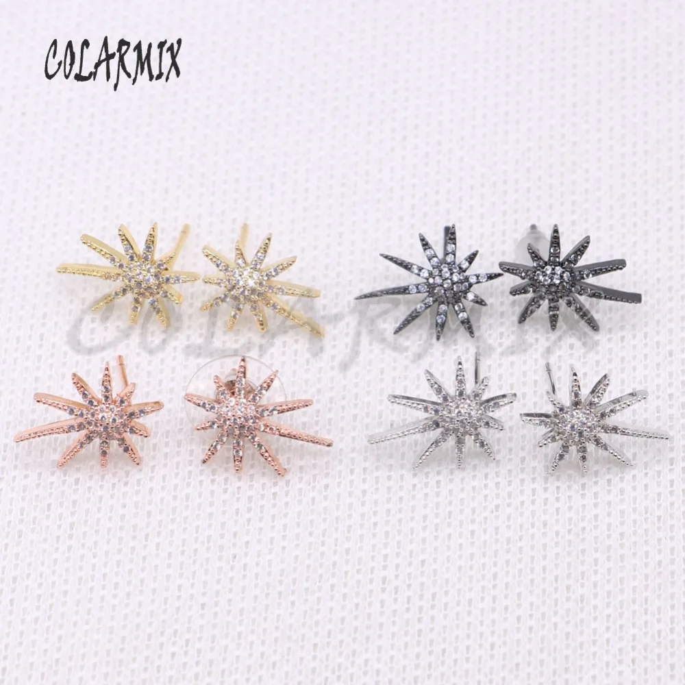 

Wholesale Mix color star shape stud earrings micro pave zircon jewelry earrings Fashion jewelry gift for lady 4427