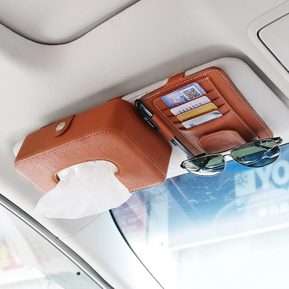 

Universal Car Tissue Box Case Holder Simple Paper Napkin Sun Visor Type Hanging Card Storage Bag KLM-14