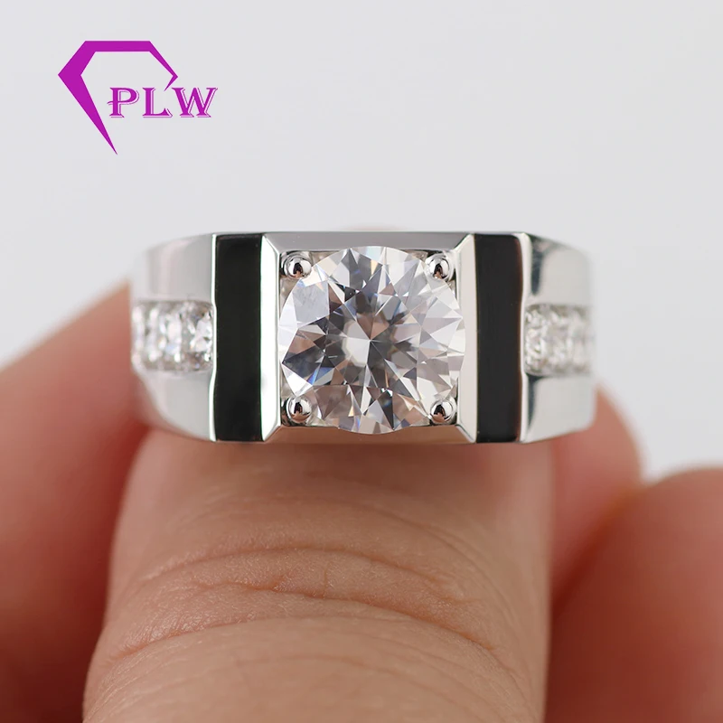 14K белое золото основной камень 3ct 9 мм сторона 3 мм D Цвет Moissanite алмаз мужское кольцо обручальное кольцо из Прованса ювелирные изделия