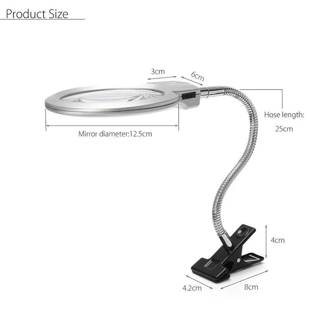 Lamp Magnifier LED Magnifying Light Desk Table Clamp 2.25X 107MM 5X 22MM  Loupe