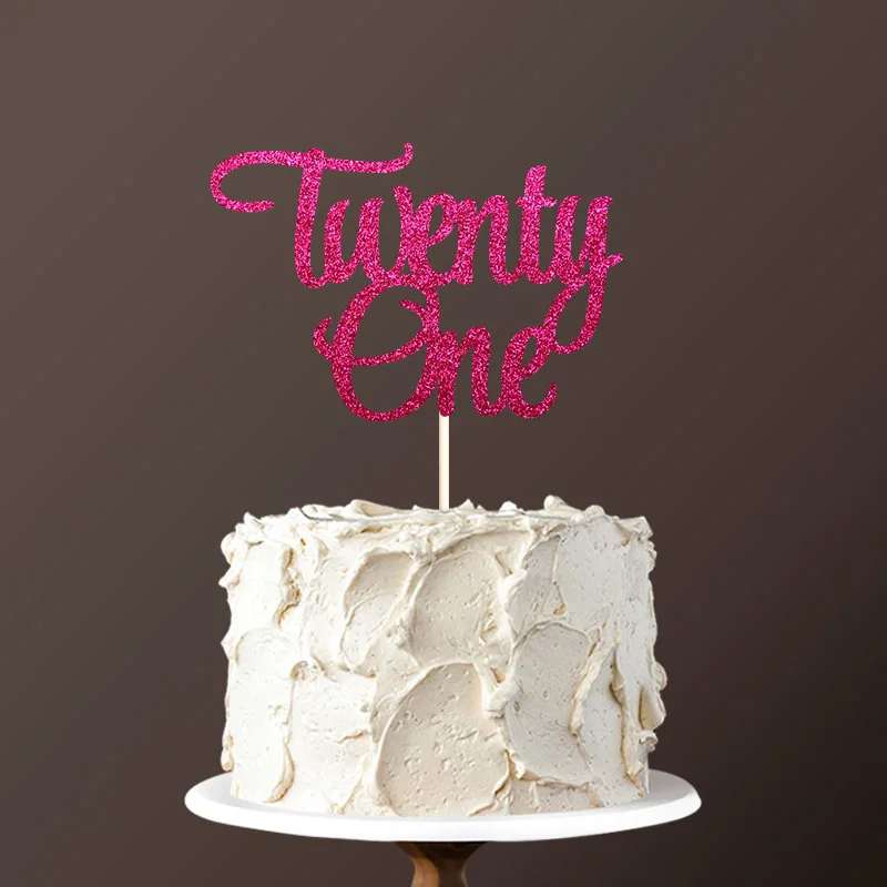 Двухсторонняя Золотая блестящая бумага-Twenty One Топпер для торта Happy 21st топперы для торта на день рождения украшения торта украшения для торта на день рождения - Цвет: Magenta