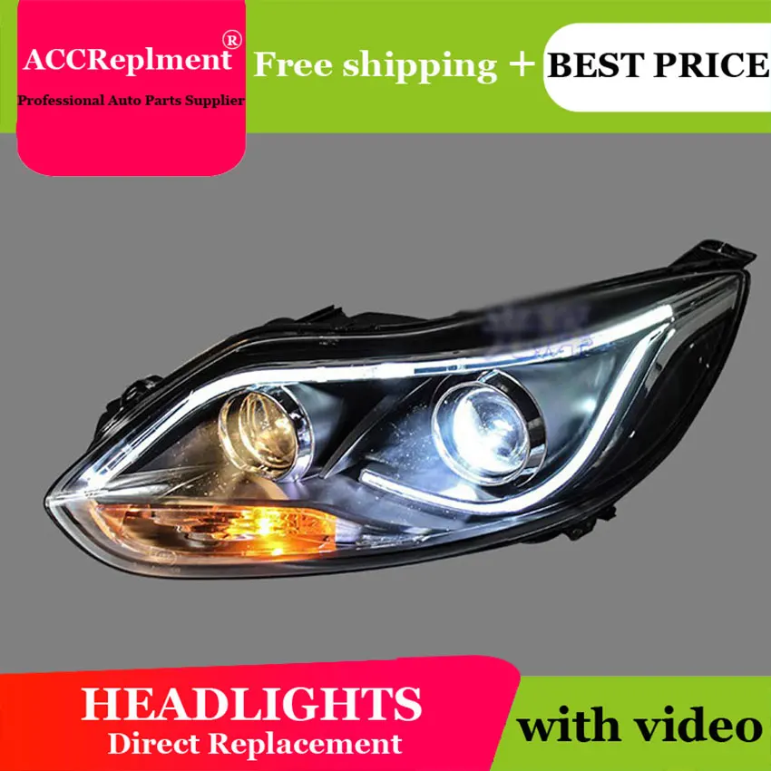

AUTO.PRO head lamps For ford focus 2012-2014 bi xenon lens LED Angel Eyes DRL H7 xenon headlights For Ford Focus car styling