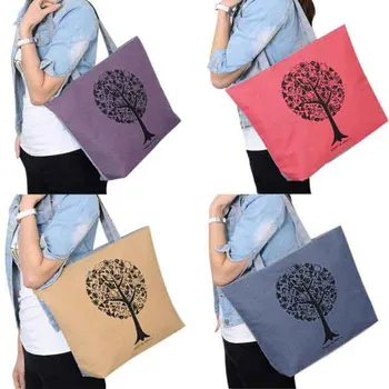 

2019 NEW Fashion Cute Printing Women Canvas Bags Shoulder Bag Casual Handbag simple printed casual shipping