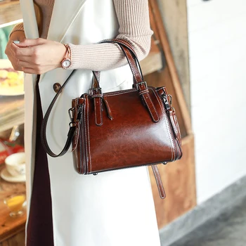 

Women's Leather Designer Bags Female Oil Wax PU Leather Luxury Handbags High Quality Shoulder Messenger Bags Ladies Handbag R