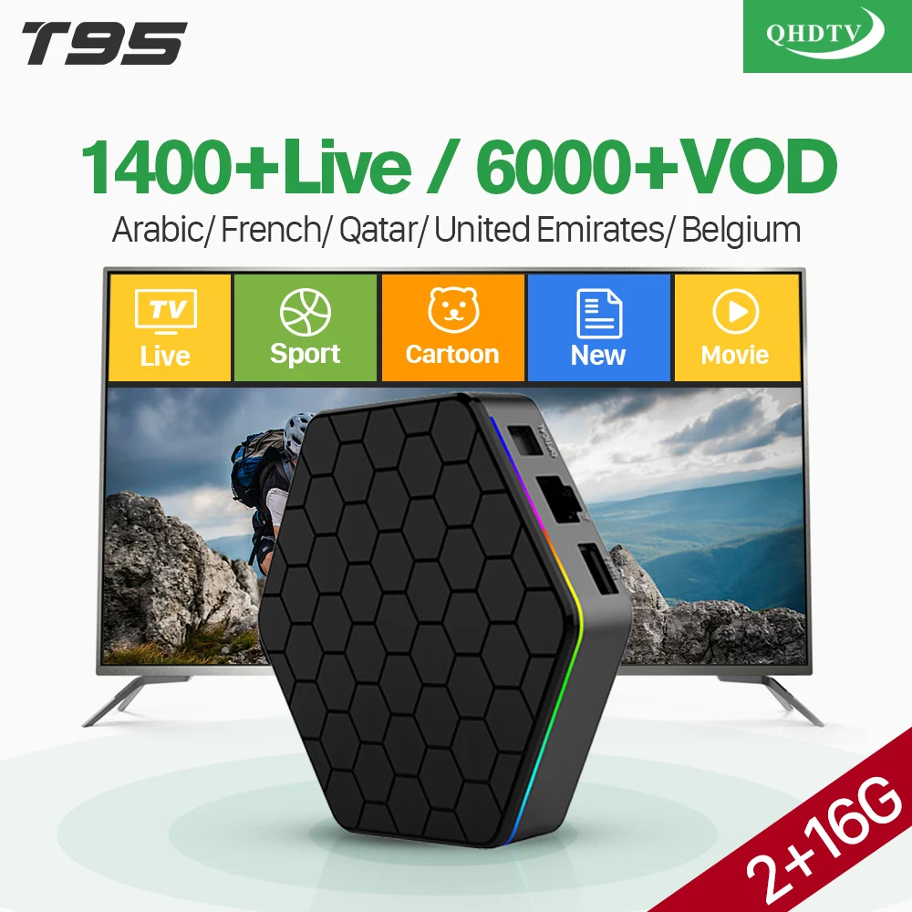 

T95Z Plus Set Top Box QHDTV IPTV Subscription Arabic French IP TV Android 16G S912 Belgium Morocco 1 Year IPTV France Qatar Code