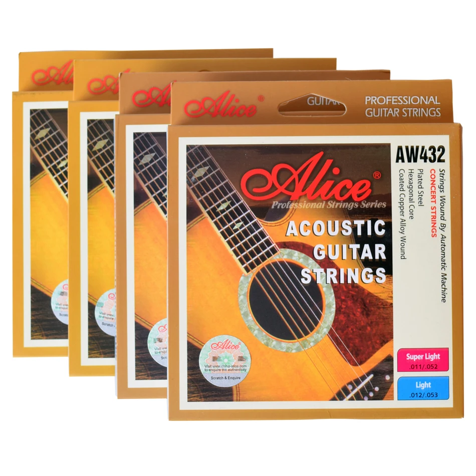 Alice AW432 1 комплект Струны для акустической гитары 011-052012-053 светильник, супер светильник из медного сплава, антикоррозийные детали гитары