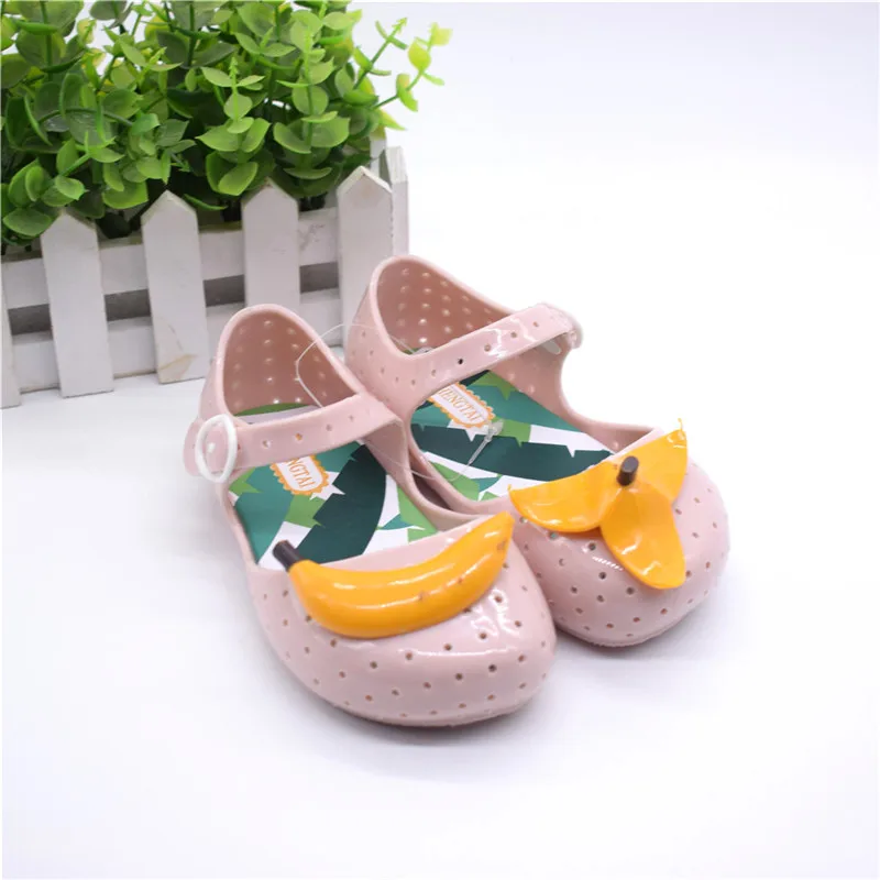 

Scsech New Princess Girls Boys Sandals Jelly Girls Sandals non-slip Soft PVC shoes Cartoon Banana shoes size 13-16CM SHA40