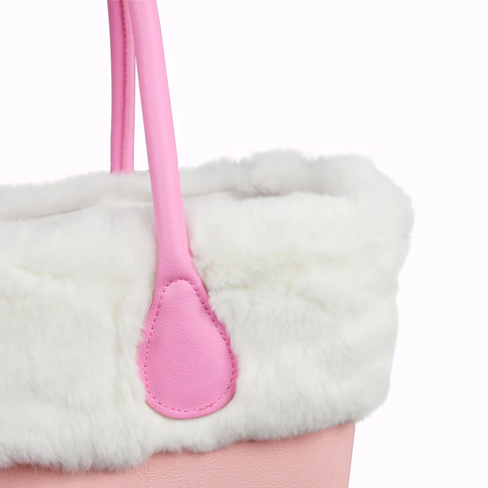 Tanqu New 4 Colors Women Bag Rex Rabbit Fur Plush Trim for O BAG Thermal Plush Decoration Fit for Classic Big Mini Obag