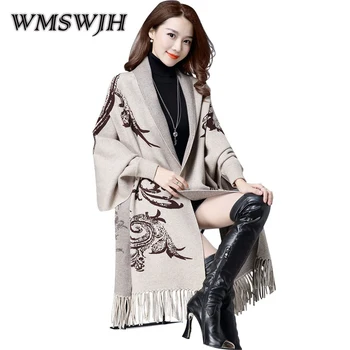 

Wmswjh Fashion Women's Knit Cardigan 2019 Spring Autumn New Korean version Mid Long Section Tassel Cloak Sweater Coat Shawl