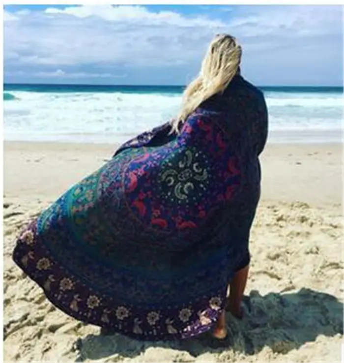 Модное круглое пляжное полотенце для загара в богемном стиле с принтом, полотенце для йоги, шаль, различные стили - Цвет: 15