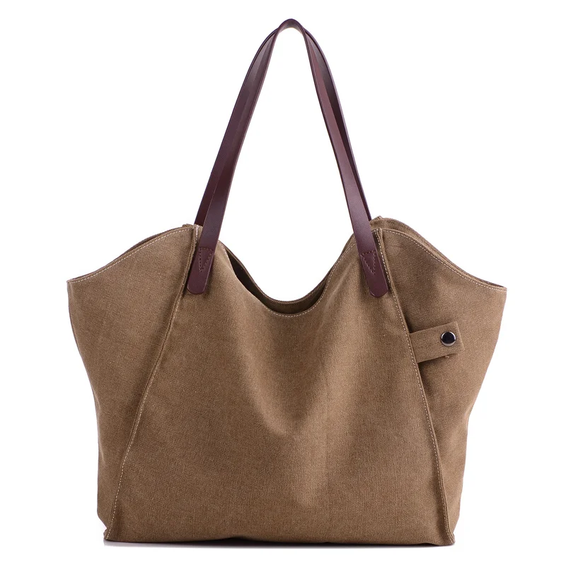 Новая простая Большая вместительная дизайнерская женская сумка из парусины, модная женская сумка на плечо, сумка для покупок на каждый день - Цвет: coffee