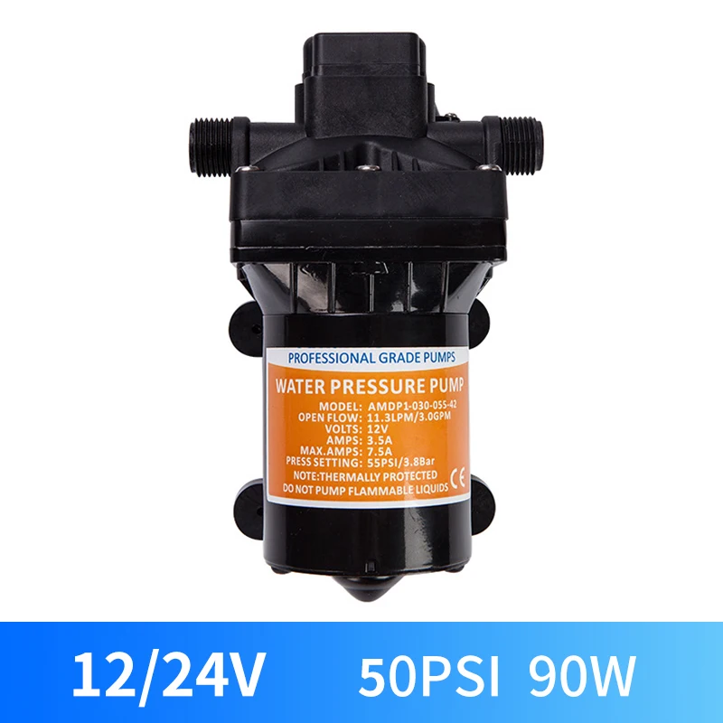 

12 24V Small Booster Pump Yacht RV Car Water Supply Pump Clear Water High Pressure Micro Diaphragm Pump