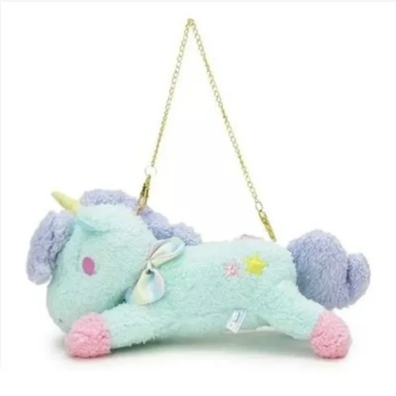 

2017 Japanese soft sister cute ice cream color Gemini Unicorn plush hand carry oblique cross purse