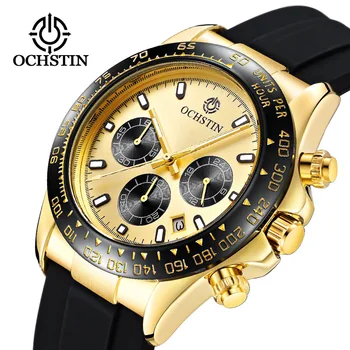 

Quartz Watch Sport Multi-function Big Dial Chronograph Calendar Luminous Silicone Band Waterproof Fashion Men Wristwatch Clock