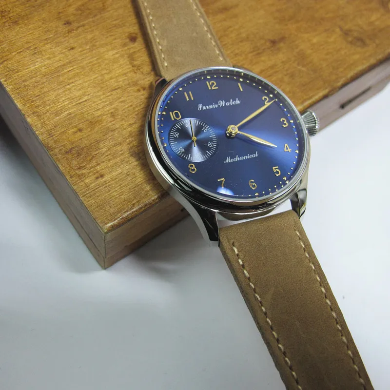 New Casual Men Watch 44mm Parnis Hand Winding Mechanical Men's Wrist Watches Dark Blue Dial New Casual Men Watch 44mm Parnis Hand Winding Mechanical Men's Wrist Watches Dark Blue Dial