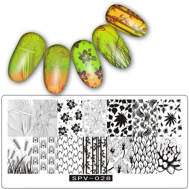 SPV ногтей штамповки пластины кружева цветок животный узор дизайн ногтей штамп штамповка шаблон изображения пластины трафаретные гвозди тоже - Цвет: SPV28
