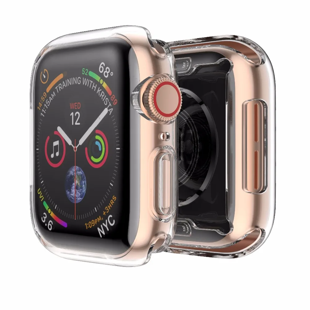 Чехол для Apple Watch band6 5 4 40 мм 44 мягкий прозрачный защитный чехол из ТПУ серии 3 2 42 38