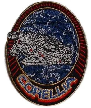

Star Wars CORELLIA MILLENIUM Falcon Logo TV MOVIE SERIES EMBROIDERED Iron On Patch TRANSFER Badge Gift Favor