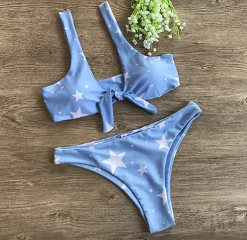 

Hot Star Swimwear Women Blue Bikini 2018 Sexy Big Bow Bikini Set Swimsuit Bathing Suit Push Up Brazilian Biquini Maillot De Bain