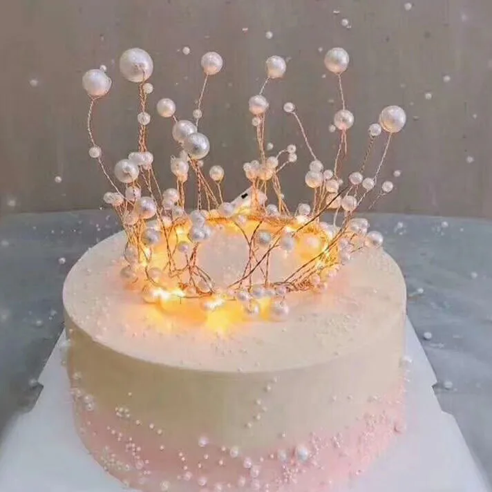 Pearls Crown Decors for Cakes Baby Happy Birthday Cake Pearls Crown Decors for Cakes Baby Happy Birthday Cake