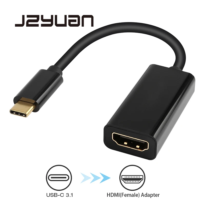 JZYuan USB C 3 1 к HDMI кабель типа папа Женский 4 60 Гц адаптер конвертер для MacBook ChromeBook DELL