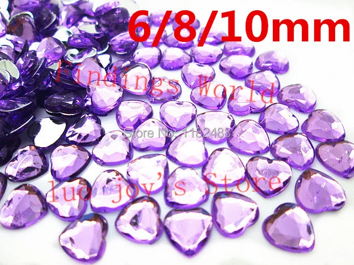 Free Shipping Purple Heart Faceted Acrylic Rhinestone Drilling Flatback Scrapbooking Beads Decoration For Mobile/Clothes(W00752) | Украшения