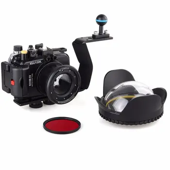 

40M/130f Underwater Waterproof Camera Housing Diving Case for Sony DSC RX100 IV + Red Filter + 67mm Fisheye Lens + Aluminium