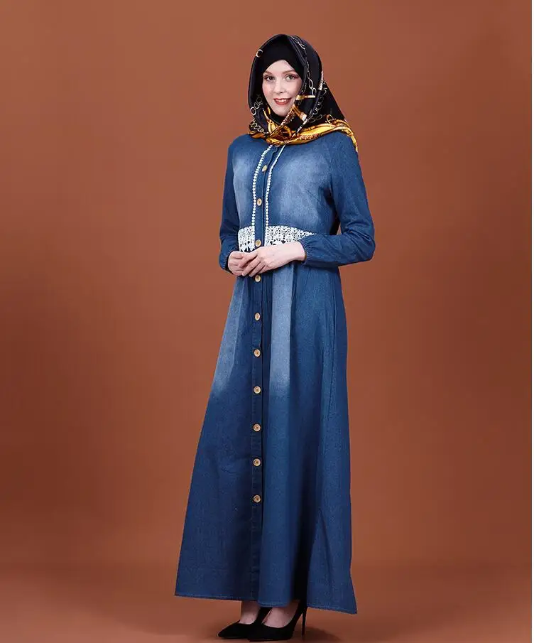 2019 Мода Арабский, из Дубая турецкие джинсы платья вышивка женская абайя исламское женское длинное платье плюс размер