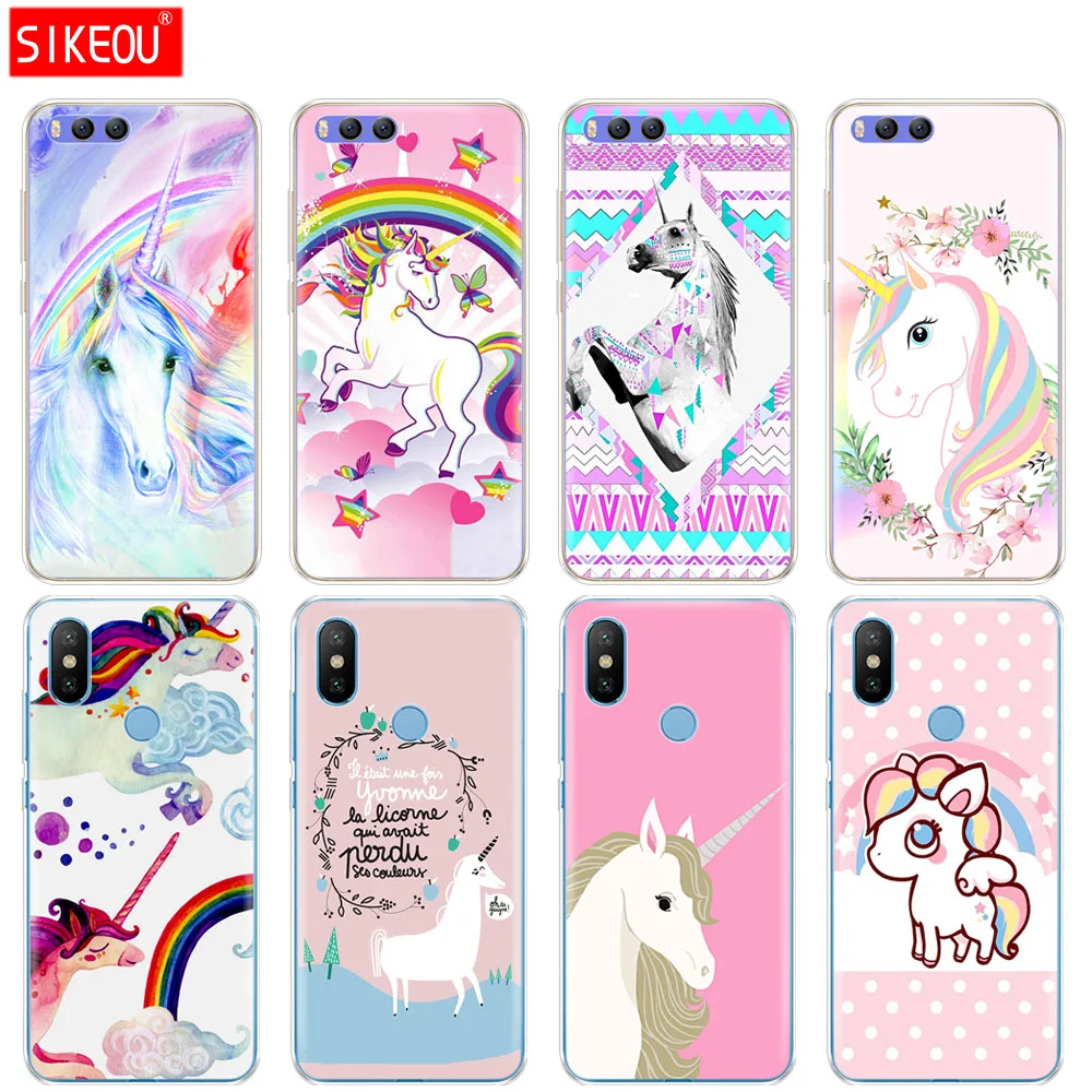 Силиконовый чехол для Xiaomi Mi 8 8SE A1 A2 5 5S 5X 6 Mi5 MI6 NOTE 3 MAX Mix 2 2S Rainbow Lovely Unicorn | Мобильные
