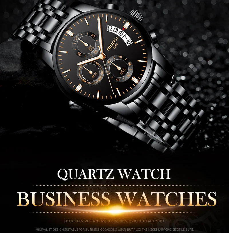 NIBOSI Mens Watches Top Brand Luxury Premium Luxury Fashion Luminous Waterproof Watch High-end Calfskin Pure Steel Strap Blue (9)