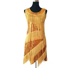 New costumes fashion sequined tassels adult latin dance dress sexy sleeveless tank party tight dress Bling Sequined Dancing Dres