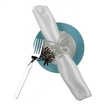 50 шт. перламутровая бумажная салфетка с бабочкой кольца Свадебные вечерние салфетки украшение стола - Цвет: Silver 3