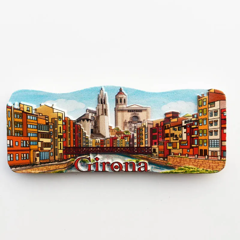 

Lychee Spain Ancient city of Girona Fridge Magnet Famous Landscap Refrigerator Sticker Souvenir Modern Home Kitchen Decor Gift
