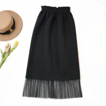 Весна, Новое поступление, сетчатая трикотажная юбка с подолом, Женская облегающая бедра офисная юбка, Женская винтажная юбка