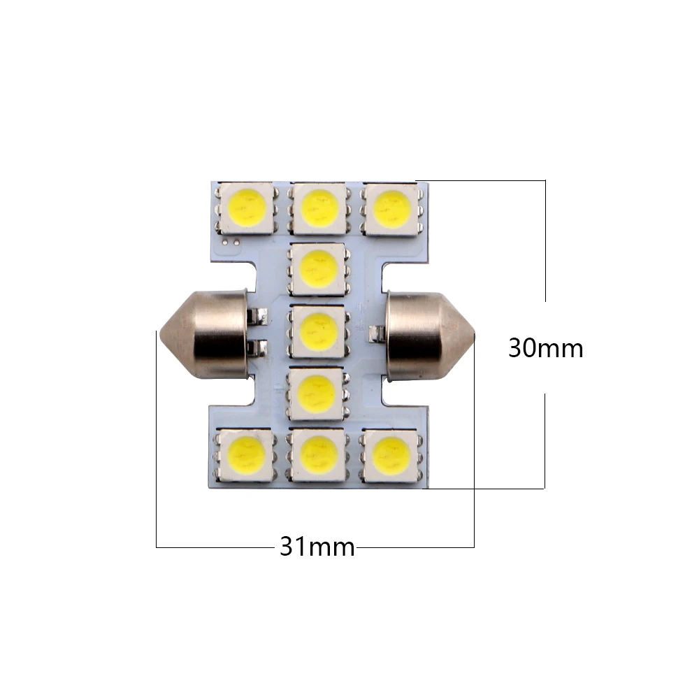 YM E Bright 10 шт./лот C5W 12 В DC 5050 9 SMD 31 мм/36 мм/39 мм/41 мм гирлянда купол светодиодные