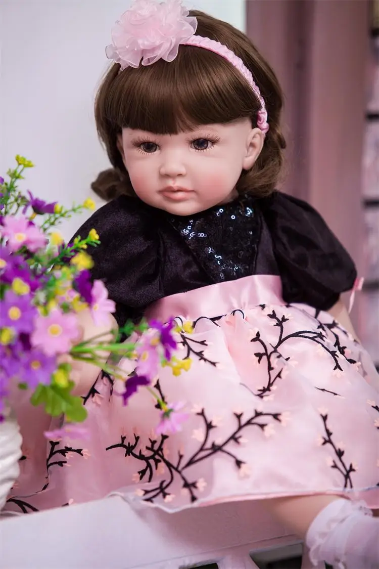 

60CM very big reborn toddler princess girl doll 3/4 Silicone vinyl non-toxic Lifelike Baby Bonecas girl bebe doll reborn menina