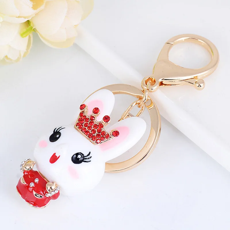 Fashion Cute Rabbit Bunny Keychain Car Key Chains Anime Key Holder