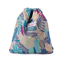 Drawstring Bag Floral Leaf Rucksacks Cinch Sack Gym Sackpack Book Bags for Hiking Yoga Gym Swimming Travel Beach