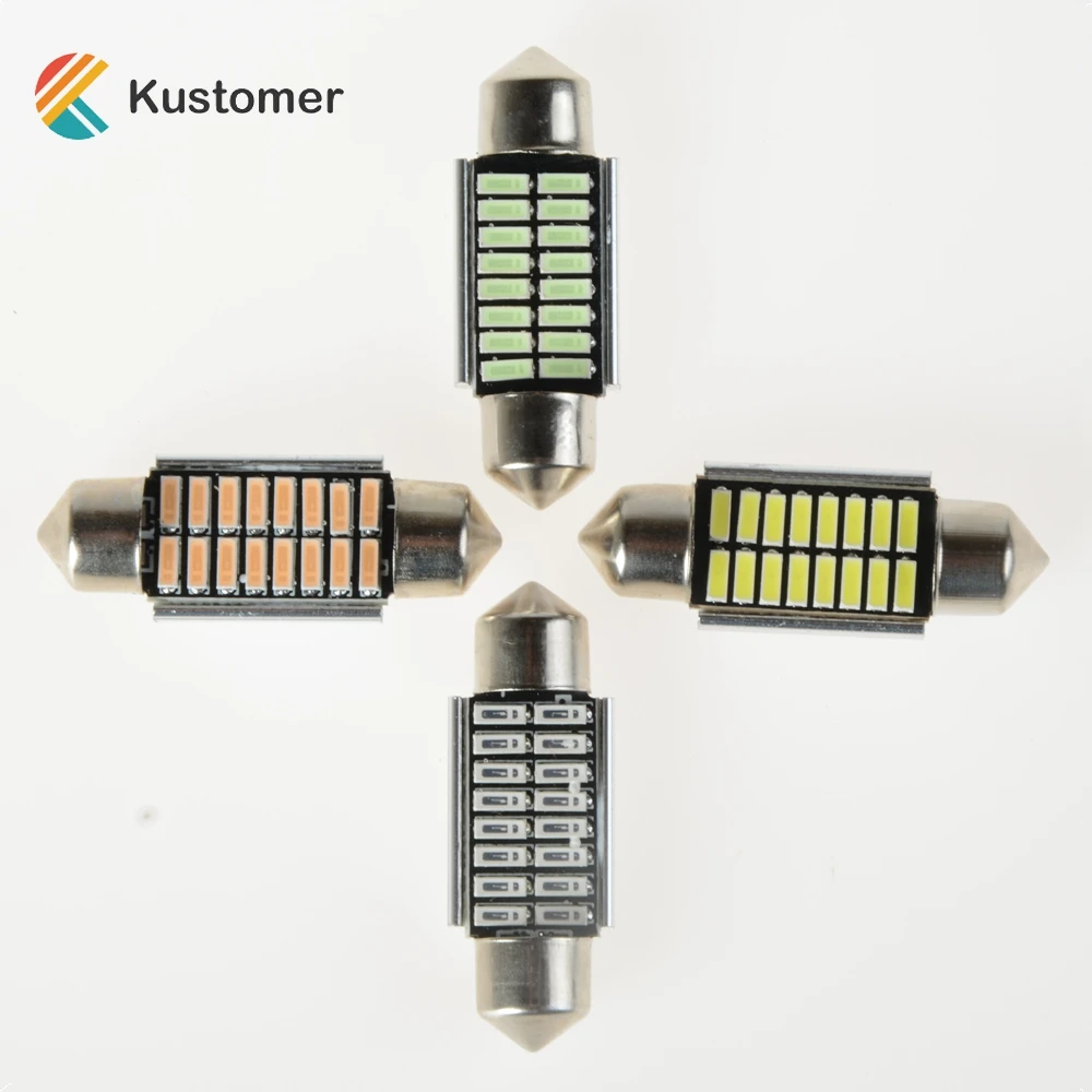 10 шт. 36 мм LED Интерьер Автомобиля Купола Фестона Свет Лампы C5W 16 SMD 4014 CANBUS НЕТ ОШИБКА