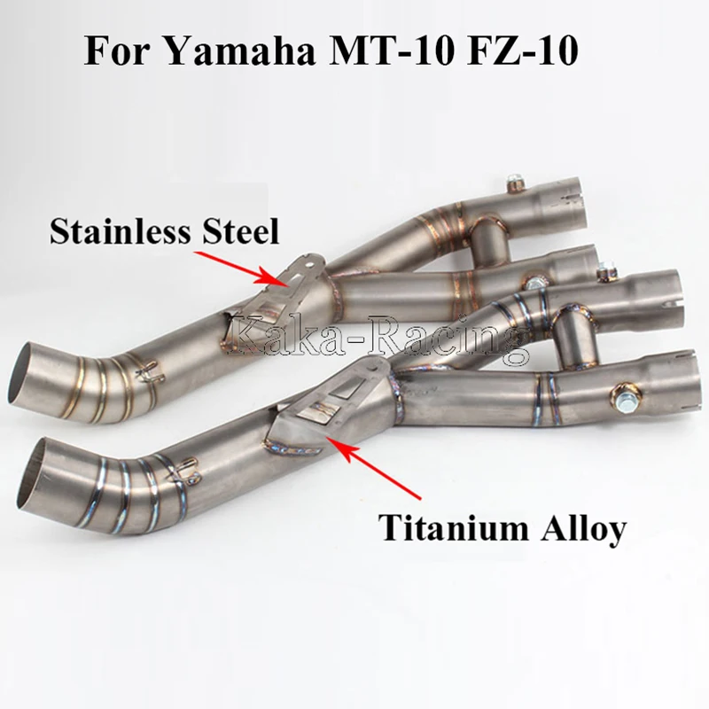 MT10 титановый сплав модифицированный мотоцикл глушитель средняя труба без шнуровки для Yamaha MT-10 FZ-10