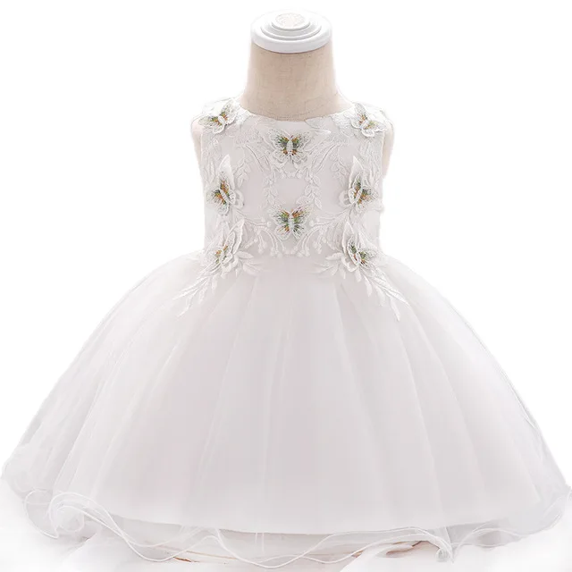 Детское платье года, летнее платье принцессы для маленьких девочек, платье на день рождения для девочек 1 года, детское платье на крестины, вечерние для новорожденных - Цвет: White