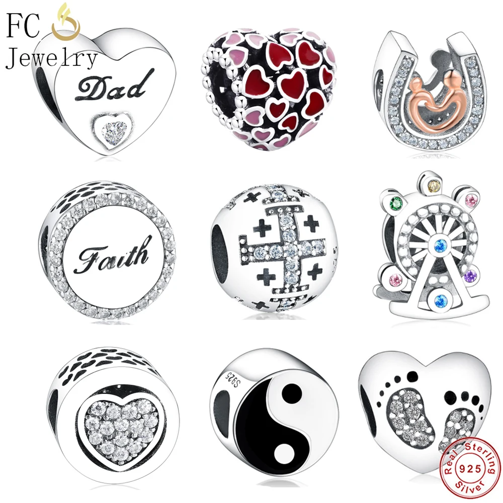 

Dad's Love Faith Charm Bead European Real Silver 925 for Jewelry Making Fit Original Pandora Charms Bracelet Men Factory Price