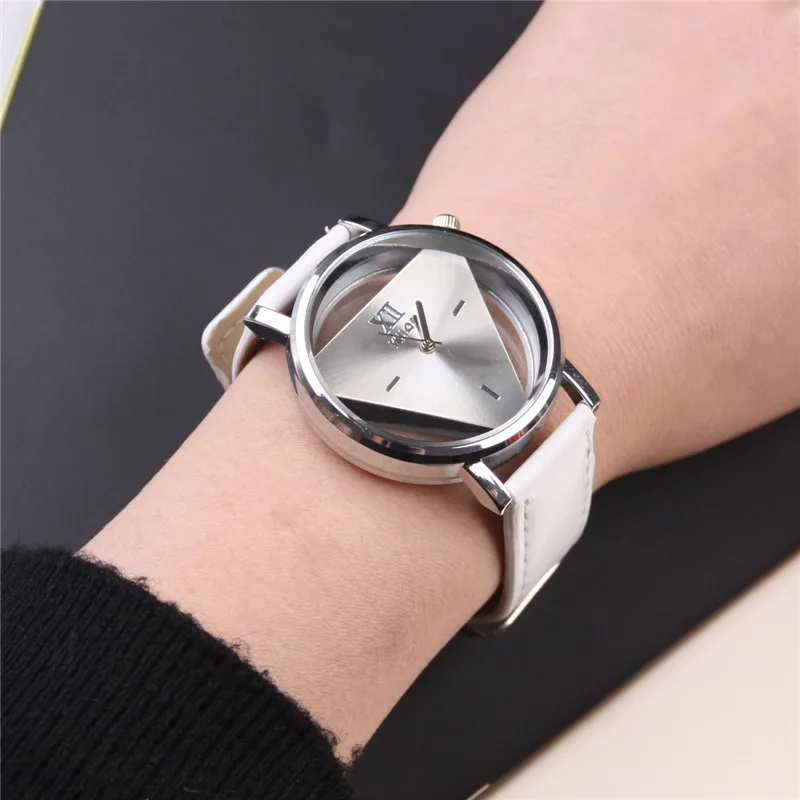

2017 Women Analog Quartz Unique Hollowed-out Triangular Dial Fashion Watch Time Clock Lady Gift Relogio Feminino Levert Dropship