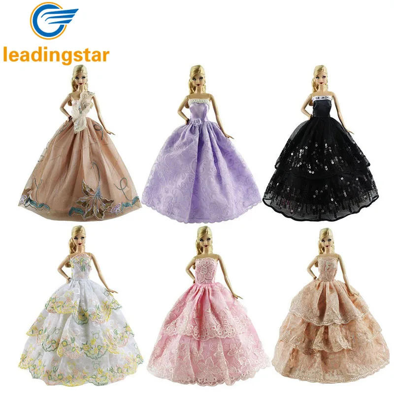 

6PCS LeadingStar Wedding Dress for Doll Elegant Lace Multi Layers Wedding Dress For Doll Luxury Floral Doll Dress