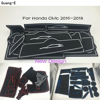 

For Honda Civic 10th Sedan 2016 2017 2018 2019 car Groove Gate Slot Armrest Storage Rubber non-slip mats mat inner door pad/cup